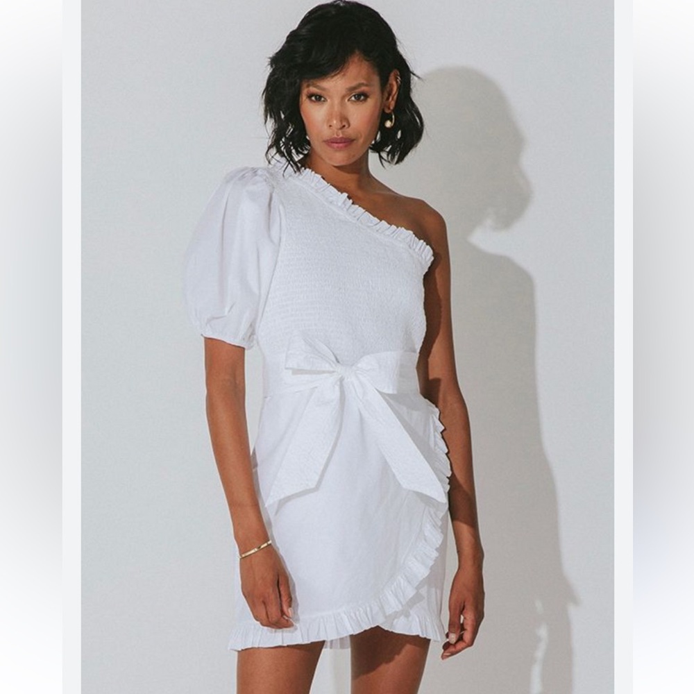 Cleobella Cassidy White One Shoulder Belted Dress Size‎ Large
